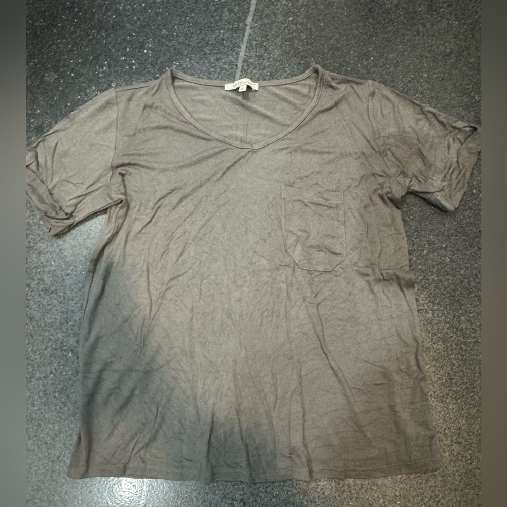 Cozy Casual Charcoal V-Neck Tee
